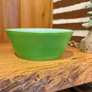 Fire King Green and White Snack Bowl  vintage